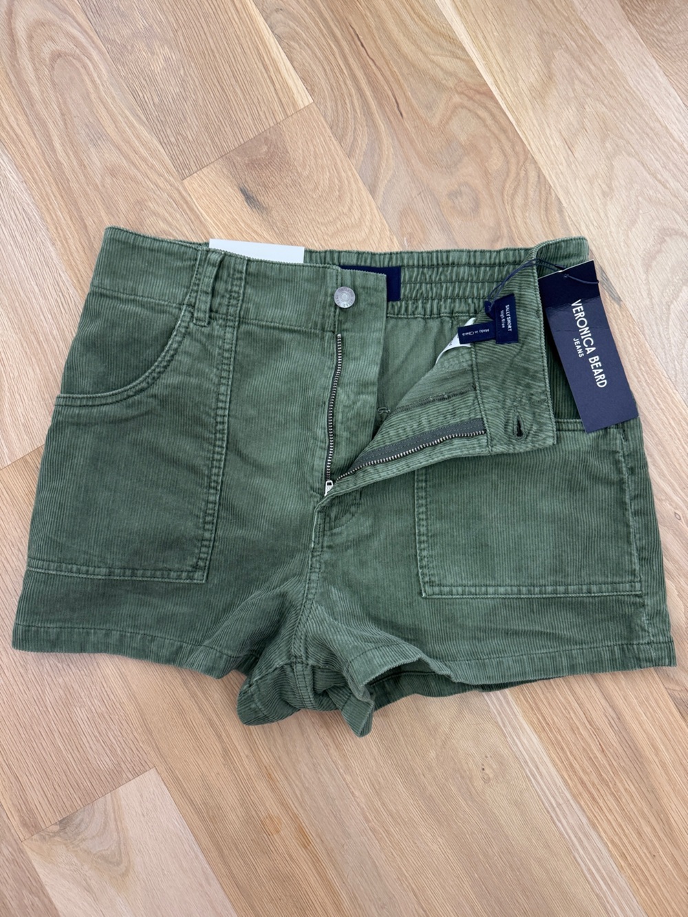 Veronica Beard Sally Corduroy Shorts NWT Size 29 Stone Army High Rise